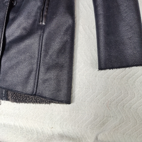 Sam Edelman Sydney Hooded Faux Shearling Black Jacket Coat Women's size S - Picture 9 of 16